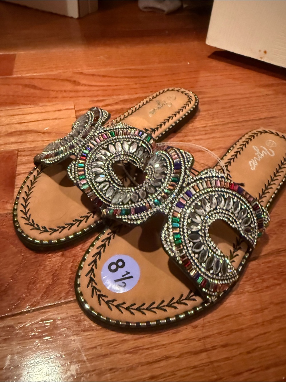 Beaded Multicolor Women's Slide Sandals